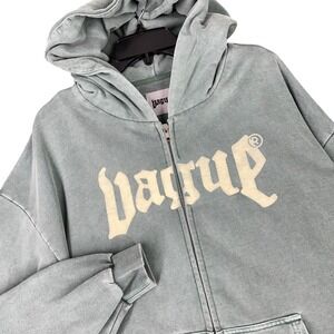Vague Logo Zip Up Hoodie Graphic‎ Heavyweight Streetwear Men 2XL